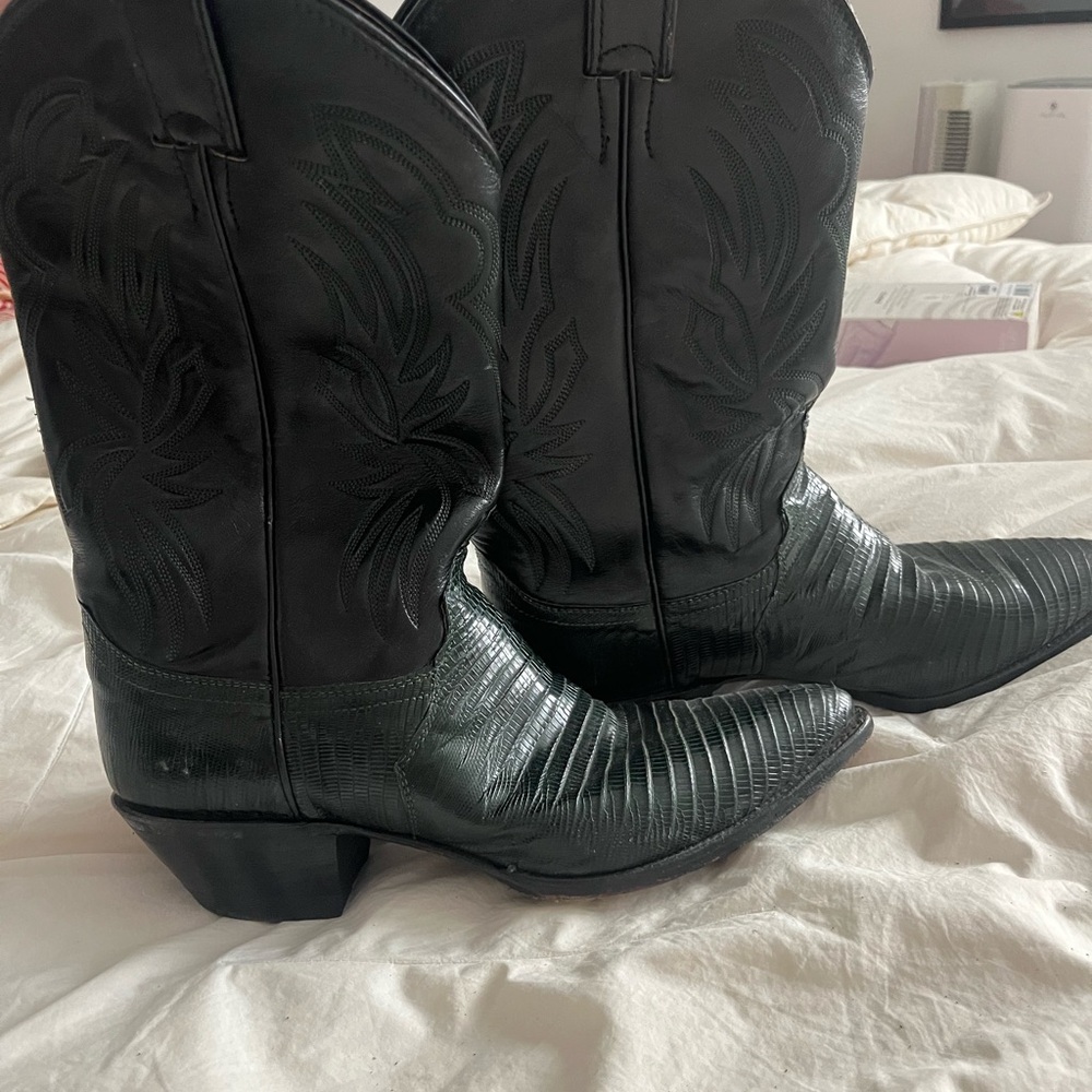 Justin Boots Black & Green Mid Calf Boots